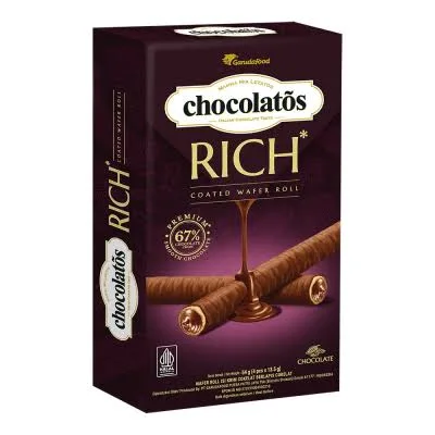 WAFER CHOCOLATOS RICH COATED 54G